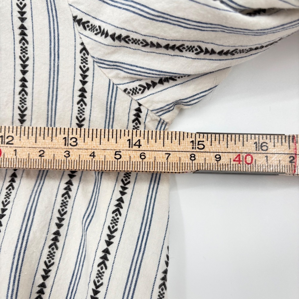 Boy + Girl 100% Cotton Striped Dress Sz 8 Cream Blue Drop Waist Made in USA - Picture 9 of 11
